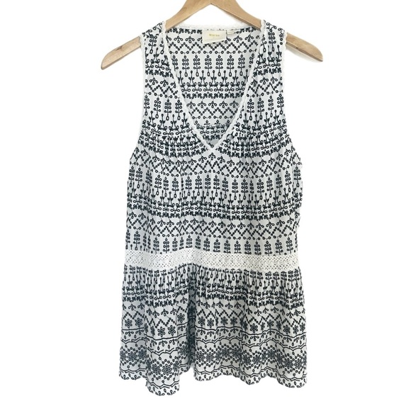 NWOT Anthropologie Maeve Cammie Embroidered Peplum Top in Black and White in M - Picture 5 of 8